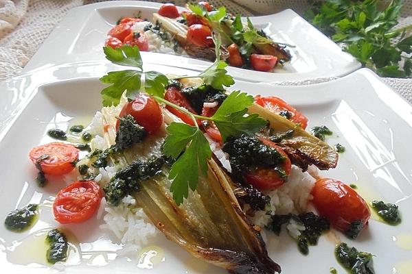 Oven Chicory with Cherry Tomatoes and Gremolata