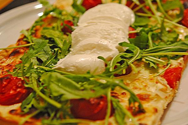Palatinate Tarte Flambée – Tomato-mozzarella
