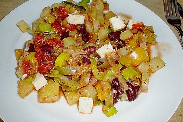 Pan Of Vegetables with Feta