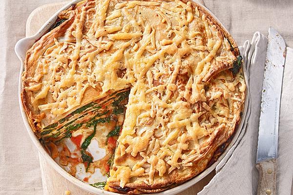 Pancake Pie with Spinach and Cheese