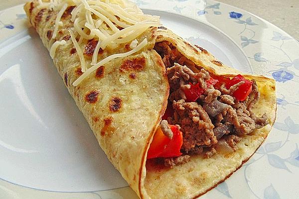 Pancakes with Peppers and Minced Meat