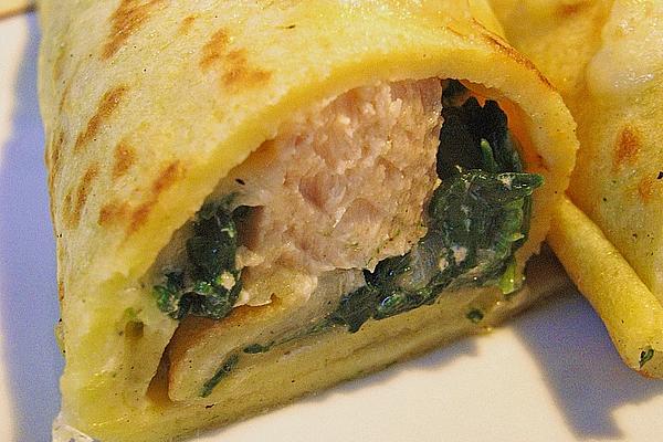 Pancakes with Swiss Chard and Salmon