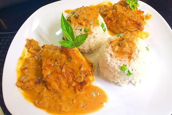 Pangasius Fillet in White Wine – Cream Sauce with Rice