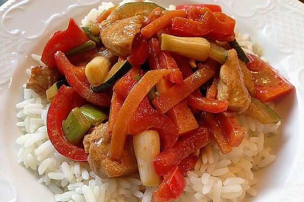 Paprika – Coconut – Curry with Turkey Meat and Rice