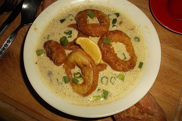 Parmesan Soup with Fried Squid Rings
