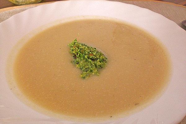 Parsley Root Soup with Hazelnut Pesto