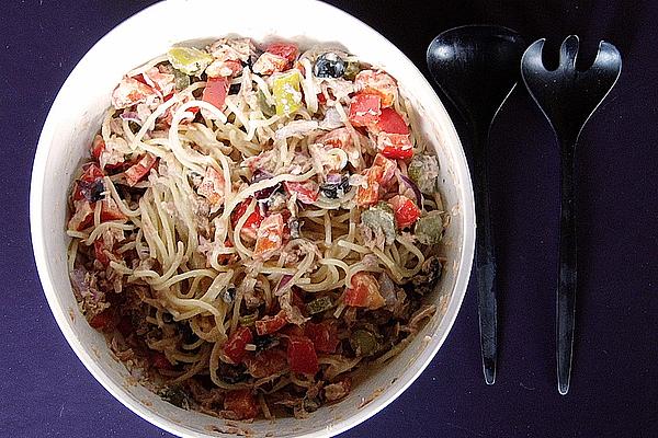 Pasta Salad with Peppers, Tuna and Olives
