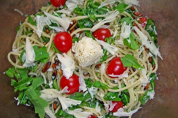 Pasta Salad with Rocket, Pine Nuts and Tête De Moine or Parmesan