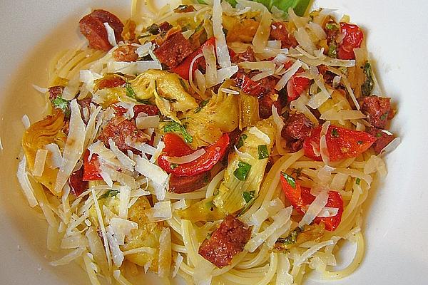 Pasta with Artichokes and Salami