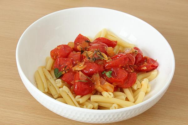Pasta with Braised Date Tomatoes and Herbs