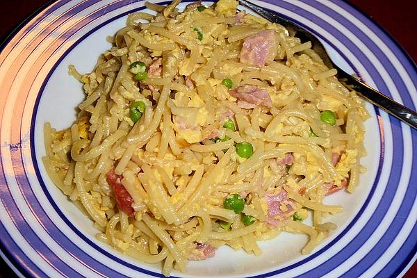 Pasta with Cheese, Ham and Egg
