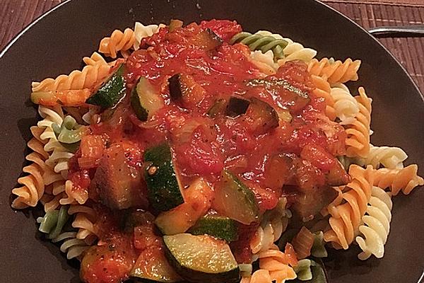 Pasta with Eggplant and Zucchini Sauce