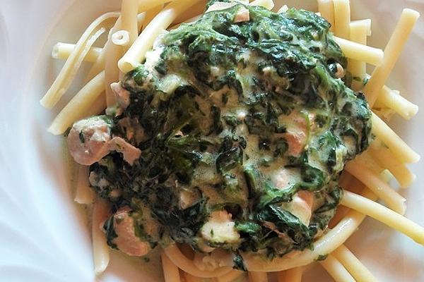 Pasta with Salmon-spinach-cream Sauce