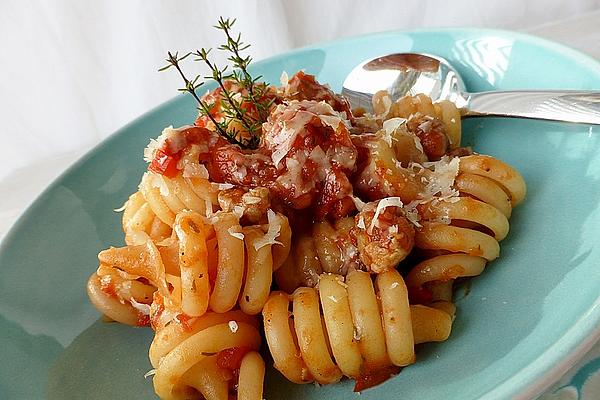 Pasta with Thyme Tomato Sauce and Salsiccia Balls