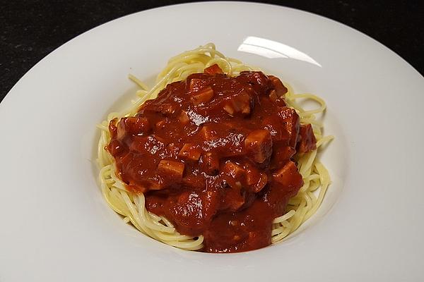 Pasta with Tomato Sauce and Hunting Sausage