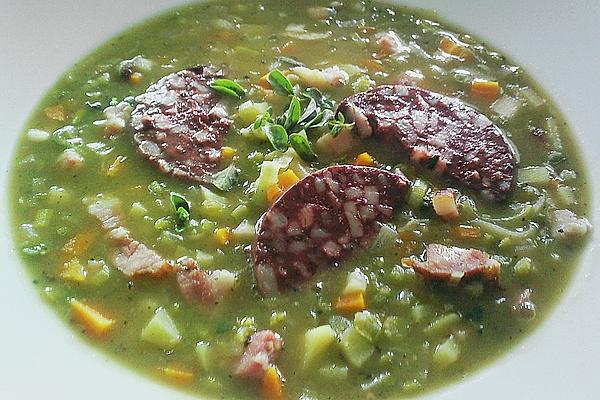 Pea Soup with Black Pudding