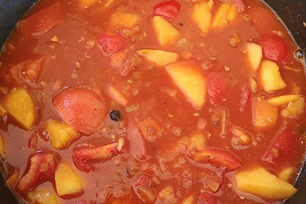 Peach Soup with Tomatoes and Bacon