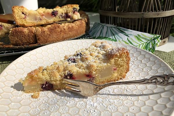 Pear and Blackberry Crumble Cake