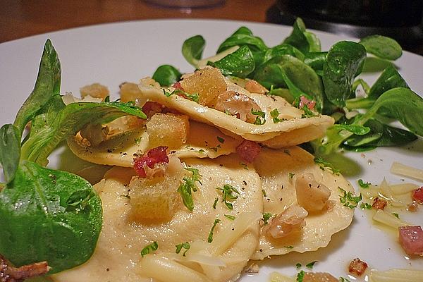 Pear Ravioli with Bacon and Mountain Cheese