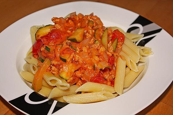 Penne with Vegan Bolognese Sauce with Zucchini