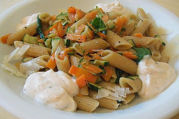 Penne with Zucchini and Carrots in Sage Butter