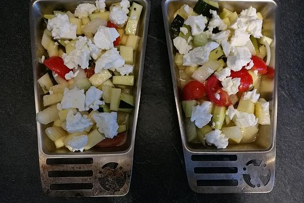 Pickled Vegetables and Sheep`s Cheese for Grilling