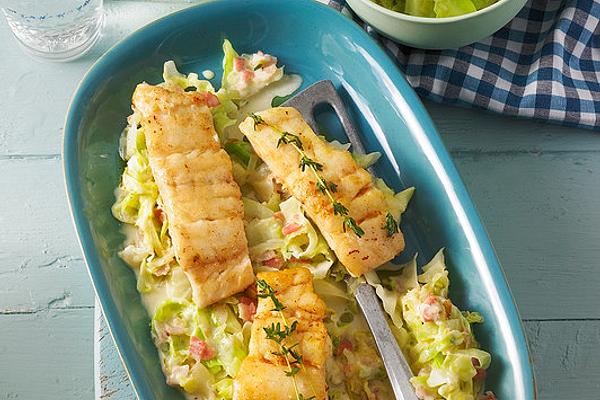 Pikeperch Fillet on Bavarian Creamed Cabbage