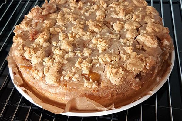 Plum Crumble Cake with Nut and Cream Topping