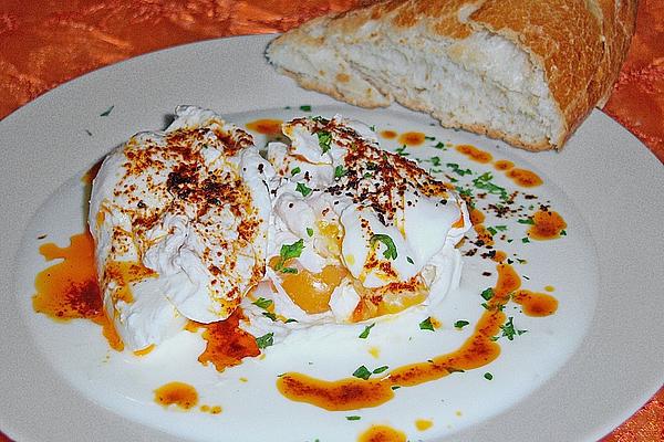 Poached Eggs in Turkish Style Yogurt Sauce