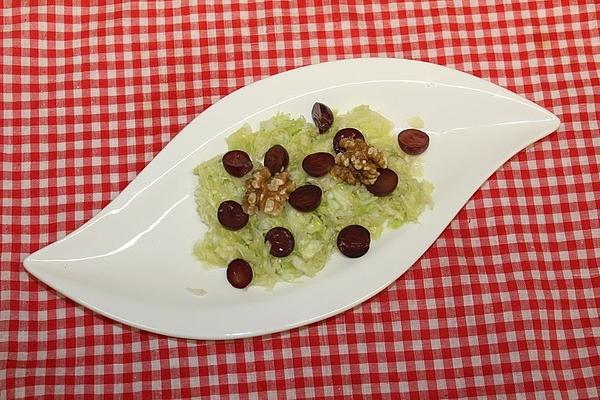 Pointed Cabbage Salad with Walnuts and Grapes