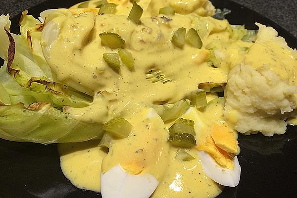 Pointed Cabbage with Eggs in Fine Mustard Sauce