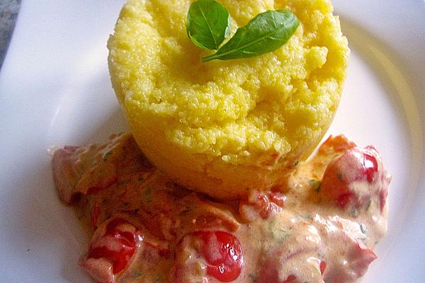 Polenta with Tomato Vegetables and Parmesan