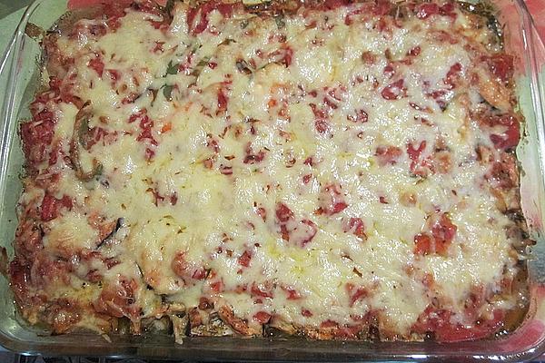 Pollack Fillet Baked with Tomatoes, Onions, Pickles and Cheese