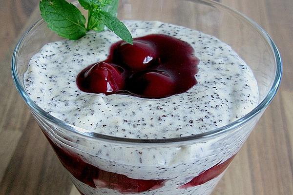 Poppy Seed Cream with Sour Cherries