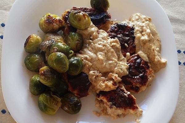 Pork Fillet in Cheese Sauce with Brussels Sprouts
