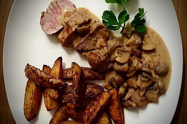 Pork Fillet with Mushrooms in Sherry Cream Sauce