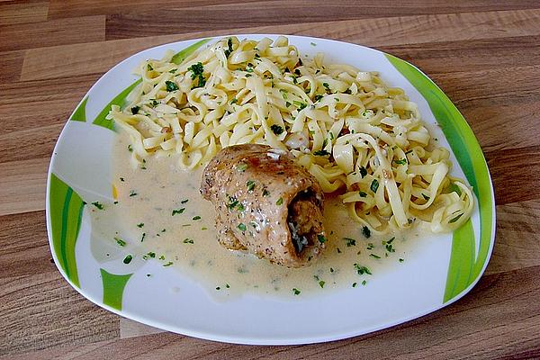 Pork Roulades Filled with Gorgonzola and Parma Ham with Herb – Cream Sauce