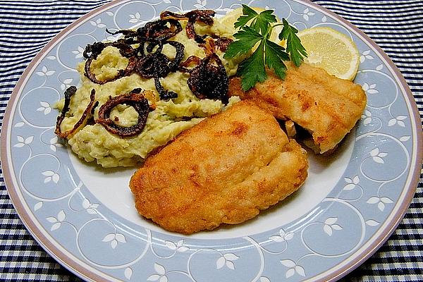 Potato and Brussels Sprouts Puree with Fried Fish