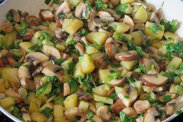 Potato and Mushroom Pan with Lots Of Green