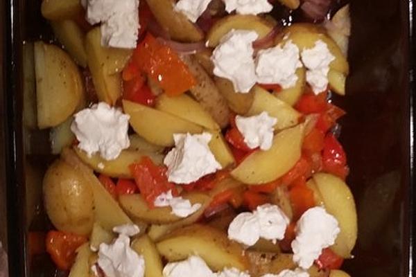 Potato and Pepper Pan with Fresh Goat Cheese