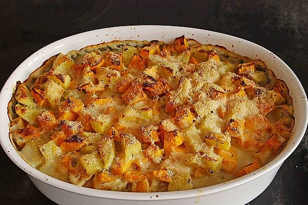 Potato and Pumpkin Casserole with Cherry Tomatoes