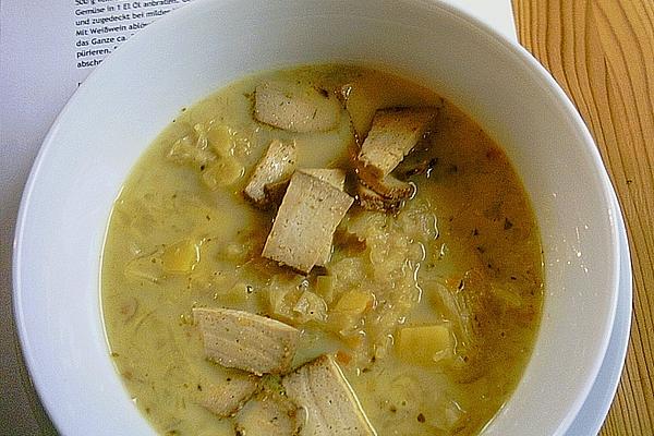 Potato and Sauerkraut Soup with Smoked Tofu