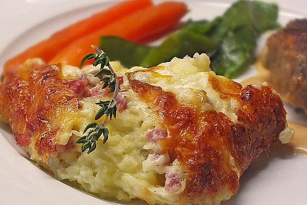 Potato Cake with Bacon and Cheese Topping