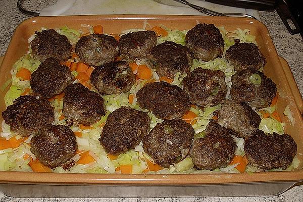 Potato Casserole with Vegetables and Meat Fritters