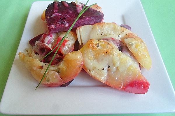 Potato Gratin with Beetroot and Celery