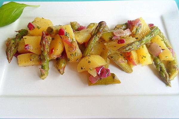 Potato-green Asparagus Salad with Red Onions