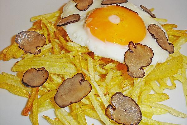 Potato Julienne with Black Truffle and Fried Egg