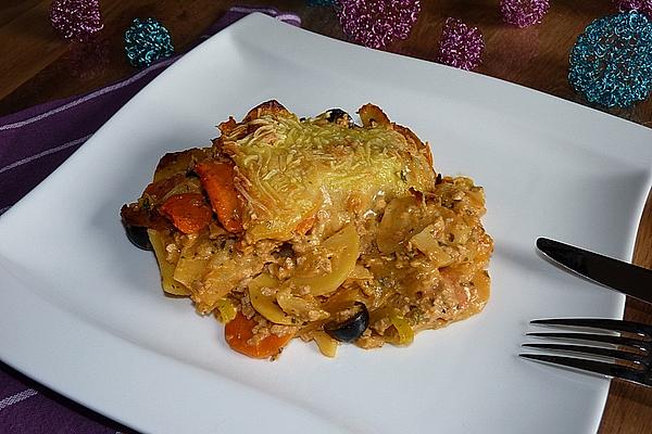 Potato Mince Casserole with Carrots and Feta