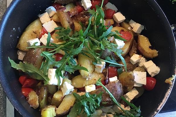 Potato Pan with Rocket and Sheep Cheese