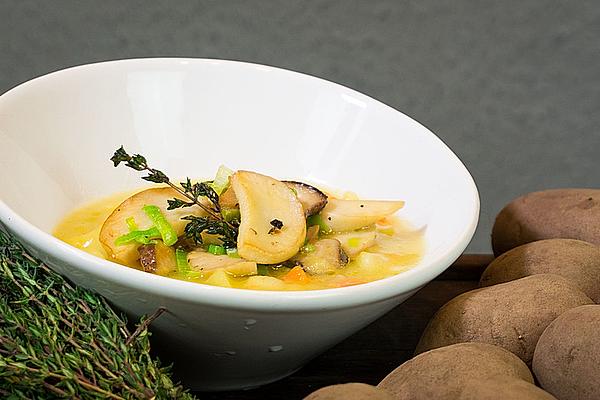 Potato Soup with King Oyster Mushrooms